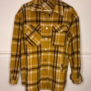 Yellow Plaid Button-Up Shirt